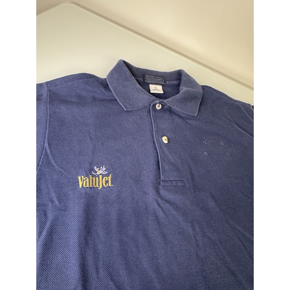 Vintage Valujet Airlines Employee Short Sleeve Polo Shirt Size Small Rare